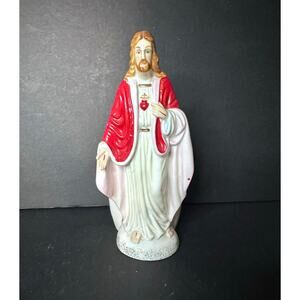 Vintage Shafford #4169 Sacred Heart Of Jesus Ceramic Figure Planter Religious